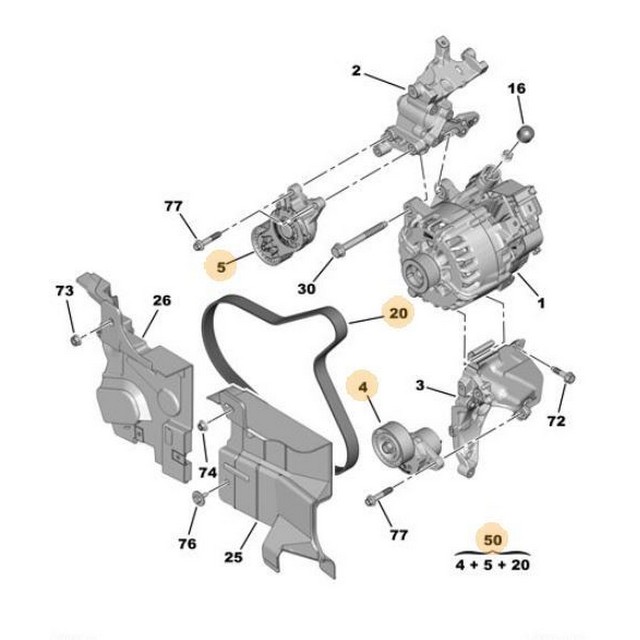 PSA-1631481680 Peugeot Alternatör Kayış Gergi Kiti (1613255380+1631481480+9803757280) 3008 308 5008 508 Expert 4 DV6Fc 1631481680 - Görsel 1