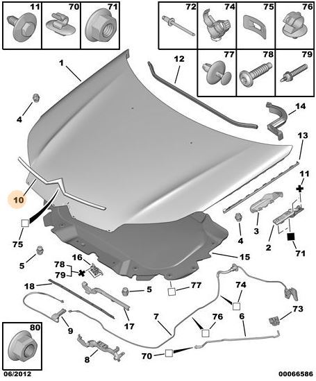 citroen arma c5x7 kaput 796633 psa 7966.33