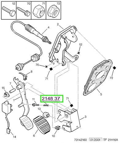 citroen debriyaj yays pedal xsara 2 16 214837 psa 2148.37