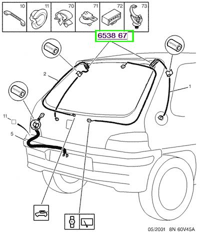 peugeot bagaj kapak baslants hortumu 106 653867 psa 6538.67
