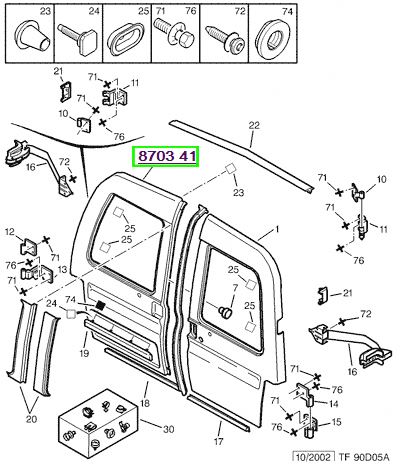 peugeot bagaj kapass sas partner silecek olmayan tip 870341 psa 8703.41