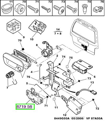 peugeot bagaj kilidi partner 03 berlingo ym tek kapak 871958 psa 8719.58