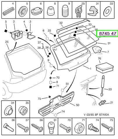 peugeot cam fitili bagaj 106 em 874547 psa 8745.47