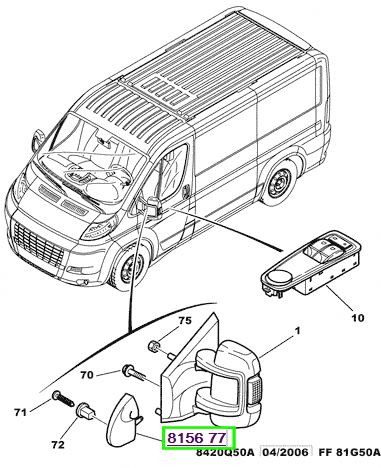 peugeot dikiz ayna kapass sas boxer 3 jumper ducato 815677 psa 8156.77