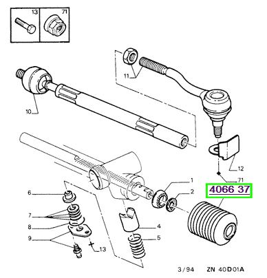 peugeot direksiyon ksrsss sol 405 ym 605 406637 psa 4066.37