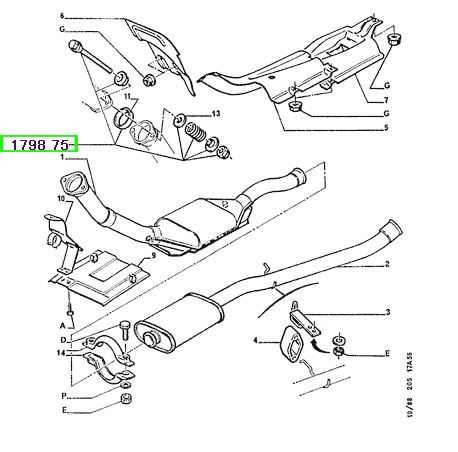 peugeot egzoz bosaz contass 205 405 bx xsara zx 16 19 xu motor kit 179875 psa 1798.75