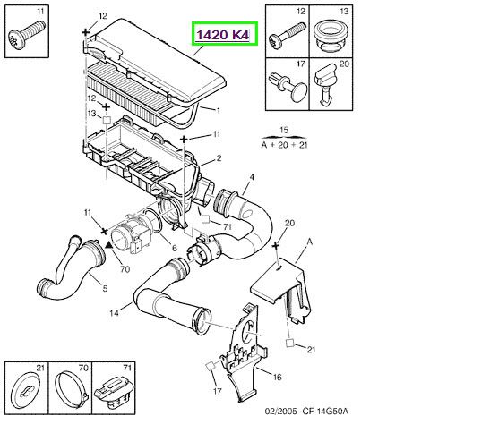 peugeot hava filtre kapak 206 207 307 bipper c2 c3 nemo 14 hdi 1420k4 psa 1420.k4