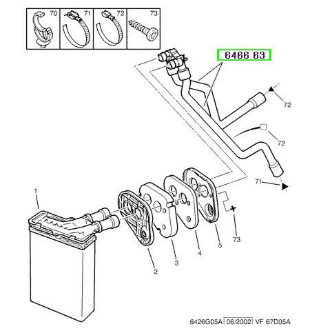 peugeot kalorifer hortumu partner m59 berlingo 2 xsara 19d dw8b 646663 psa 6466.63