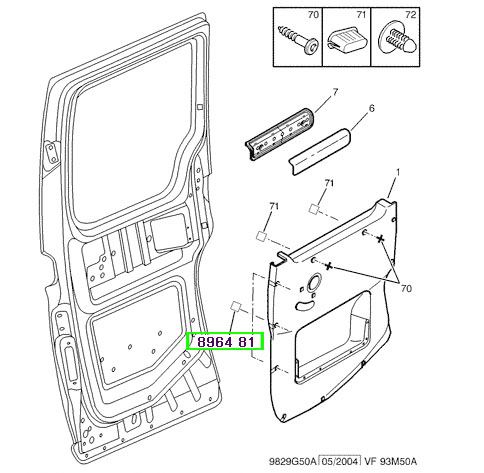 peugeot-kaps-dsseme-agrafs-ssrgsls-partner-bakalit-896481-psa-8964.81 Peugeot Kapı Döşeme Agrafı Sürgülü Partner Bakalit 8964.81 - Görsel 1