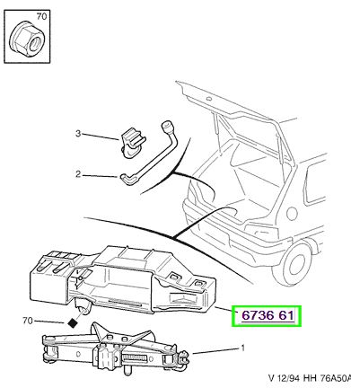 peugeot kriko kutusu 306 673661 psa 6736.61
