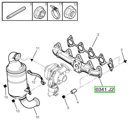 peugeot manifolt egzoz 206 307 308 407 c3 2 c4 16 hdi 0341j2 psa 0341.j2