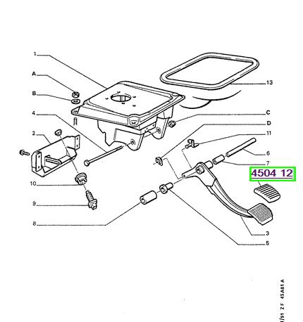 peugeot pedal lastisi fren 306 405 partner xsara 450412 psa 4504.12