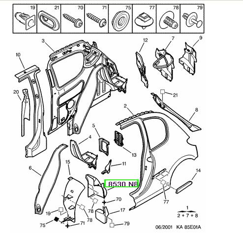 peugeot samurluk davlumbazs arka sas 206 5k 8530n8 psa 8530.n8