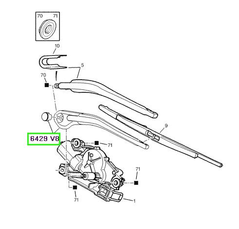 peugeot silecek kolu arka 206 sw 6429v8 psa 6429.v8