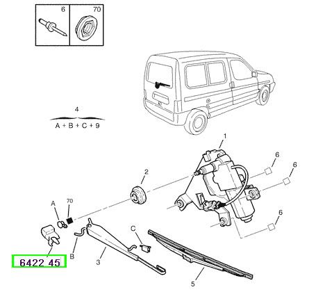 peugeot silecek kolu kapass arka partner 642245 psa 6422.45