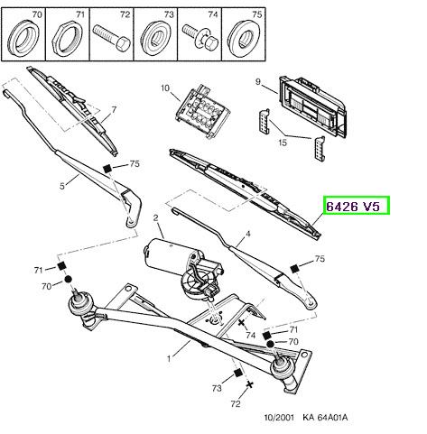 peugeot silecek sspsrgesi tek taraf sn sol 650mm 206 spoilerli 6426v5 psa 6426.v5