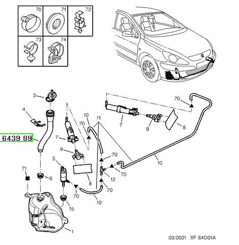 peugeot silecek su depo borusu 307 807 expert 3 c4 643989 psa 6439.89