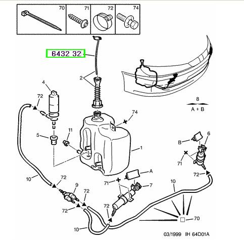 peugeot silecek su depo kapass 106 206 207 306 308 406 607 expert 3 partner tepee berlingo c2 c3 2 c4 jumpy xsara 643232 psa 6432.32