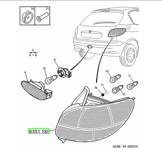 peugeot stop lambass sas 206 03 6351s0 psa 6351.s0