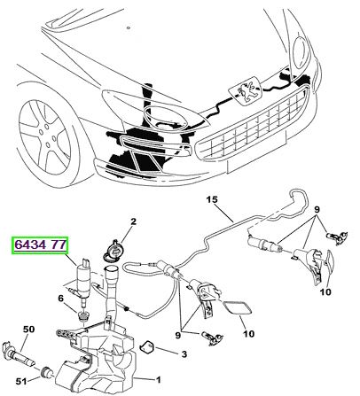 peugeot su fsskiye motoru 207 3008 307 407 expert 3 c2 c3 c4 c5 far sileceksiz 643477 psa 6434.77