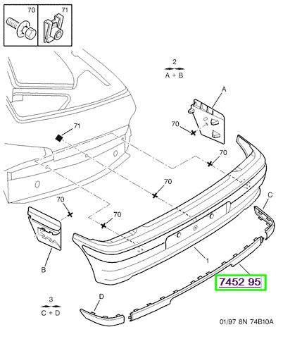 peugeot tampon kusass arka orta 106 boyansr 745295 psa 7452.95