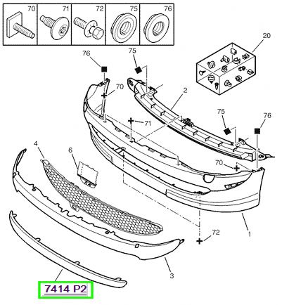 peugeot tampon sstass sn alt 206 7414p2 psa 7414.p2